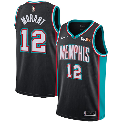 Men's Memphis Grizzlies #12 Ja Morant 2021 Black Swingman Stitched NBA Jersey
